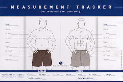 male body measurement tracker chart