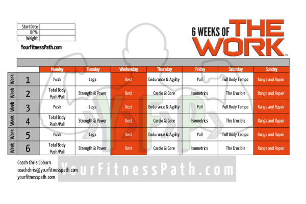 6 Weeks Of THE WORK Workout Calendar Your Fitness Path